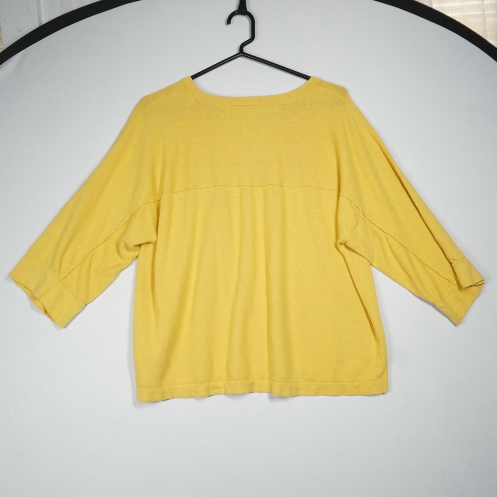 J. Jill Womens Yellow Linen Blend Relaxed 3/4 Sleeve Knit Sweater Large Coastal - Picture 4 of 9